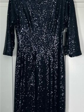 Navy Sequin Midi Dress - Elegant Women's Evening Dress